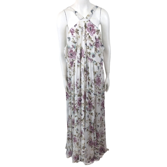 Torrid Floral Maxi Dress Gown Cross Neck Halter Womens 26 Special Occasion - Picture 2 of 15